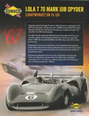 2017 Mark Donohue Sunoco Lola T70 Mark IIIB Spyder PRI Show Can-Am Hero Card