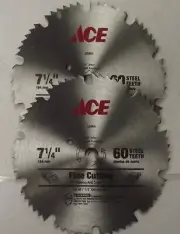 Ace 28904 7-1/4" 60 Teeth Fine Cutting Steel Saw Blades 2 Blades