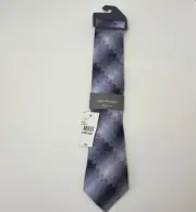 Van Heusen Men's Necktie Purple Blue Geometric Design Silk Blend Extra Long NWT
