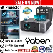 4K Projector, Yaber Pro V9 WiFi 6 Bluetooth Projector, 500ANSI Native 1080P AU