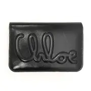 Auth Chloe CHC24WP447 O16 001 Black Bifold Leather Wallet Gold Hardware