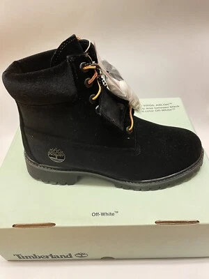 Timberland x Off White Virgil Abloh 6-Inch Boots Black Velvet Men’s Size 7 US
