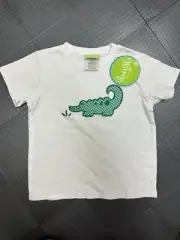 WHIMSY CROCODILE ALLIGATOR SIZE 7 EMBROIDERED BOYS WHITE T SHIRT