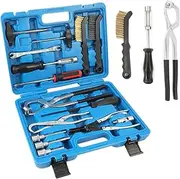 Brake Tools 15PC Drum & Disc Brake Tool Kit Labor-saving Drum Brake Spring Tool Anti-rust Brake Installer Remover Adjusting Tool with Brake Spring Pliers/Compressor/Puller, Brake Caliper Cleaning Tool