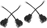 GAROZATION 2sets Flat Plug Home Phone Line Splitter Rj11 Adapter Dual Interface Telephone Splitter Adapters 2pcs*2