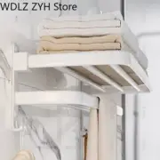 Towel Holder Shower Rack Fold Wall Organizer Hook Hanger Aluminum Storage Shelf