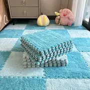 Soft Climbing Area Rugs, Square Interlocking Carpet Tiles, Soft and Thick Velvet Square Protective Floor Mat for Kids Room, Playroom, Nursery, Bedroom
