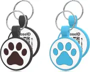 QR Code Cat Tag, Modifiable Profile, Emergency Contact, Silicone, 1", Black/Blue