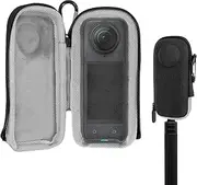 Geekria Action Camera Carrying Case Compatible with Insta360 X4, Protective Mini Carrying Case, Hard Shell Travel Storage Bag Surface-Waterproof Sports Accessories (Dark Grey)