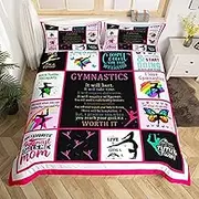 Honeycomb Duvet Cover Set Geometric Hexagon Print Comforter Cover Colorful Neon Lights Bedding Set 2pcs Room Decor, Modern Geometry Quilt Cover with 1 Pillowcase,Gymnastics 02,Single