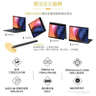 【HP 惠普】13吋 i7-1250U OLED 觸控EVO筆電(極羨翻轉13 ENVY x360/16G/1TB SSD/Win11)