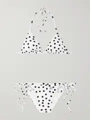 [Dolce & Gabbana] Dolce & Gabbana - Embellished Polka-dot Triangle Bikini - White - 1 1 White