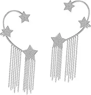[SAFIGLE] Elegant Stars Ear Cuff Hook Cuff Earrings Tassels Ear Clip for Parties and Daily Wear