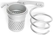 Mikinona Wall Mounted Hair Dryer Rack Organizer Set Space Saving Storage Stand for Hair Dryer and Styling Tools Spiral Design for Convenient and Safe Use Sleek Silver Finish