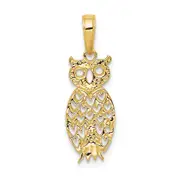 14K Yellow Gold Owl Pendant