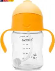 Tritan Weighted Straw Sippy Cup with Handles for Baby and Toddlers, Spill Proof