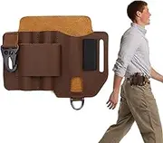 Men's Leather Organiser Sheath - Multiple Pocket Belt Bag, Tool Holder | Handmade Leather Sheath for Torch, Knife, Pen and Car Keys, Durable Belt