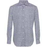 [Barba] Barba Floral-print Cotton Shirt 39 CM BLACK/WHITE