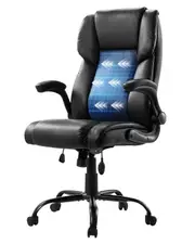 Executive Chair High Back Desk Chair Flip-up Armrests Lumbar Support Black