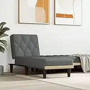 Versatile Dark Grey Chaise Longue Sofa Chair with Convertible Features, Upholstered Indoor Recliner for Living Room - 55cm W x 140cm L x 70cm H, Supports Up to 110kg, Elegant Fabric Upholstery