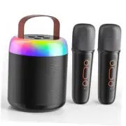 Mini Karaoke Machine for Kids - Portable Bluetooth Speaker with 2 Y2-Black 2Mic
