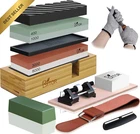 4-Side Whetstone Knife Sharpener Stone Set 400-8000 Grit Non-Slip Holder Strop G