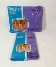 Vintage JC Penny Cotton Muslin Fitted Double Sheet & Pillowcases NOS Purple