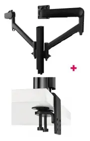Atdec AWMS-2-D40 Dual 690mm Dynamic Monitor Arms + 400mm Post / 8kg (17.6lb) Flat and Curved Screens + Heavy-Duty F Clamp Desk Fixing, Black