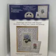 DMC Cross Stitch Roses and Hydrangea With Mount Beginners Set 7X9-16 Count Aida