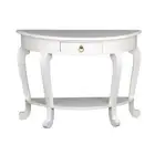 MIREI SOLID MAHOGANY QUEEN ANNE STYLE HALF ROUND SOFA TABLE/HALL TABLE WHITE
