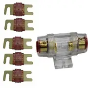 IMC Audio 300 Amp Mini ANL and 5 Fuses Fuse holder 4 6 8 Gauge Car Audio Gold