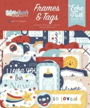 Echo Park Ephemera-Frames & Tags, Baby On Board Boy - 3 Pack