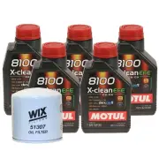 5L Motul 8100 X-CLEAN EFE 5W30 Wix Filter Motor Oil Change Kit API SN (for: Volvo)