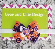 Clemson hair bow Clemson tigers hair bow Clemson headband Clemson hair clip