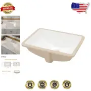 Durable White Porcelain Undermount Sink 20x14 with Pop-Up Drain - Modern Finish