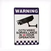 2x Warning Security Sign Camera CCTV 200x300mm Reflective Metal 24H Surveillance