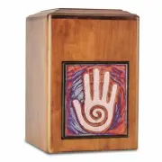 Large/Adult 289 Cubic Inch Raku Wood Hand Funeral Cremation Urn for Ashes
