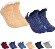 [Hehuo] Truecups Fleece Socks, Fleecesox - Fleece-Lined Non-Slip Thermal Slippers Fleece Socks with Grippers for Women