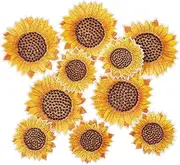 Gadpiparty 10pcs Embroidery Sunflower Patches DIY Applique Sew Decorative Cloth for Backpacks Clothing and Scrapbooking Small Large