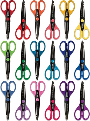 18 Piece Decorative Edge Craft Scissors, By, 18 Colors and Edge Designs, 6 Inch