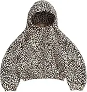 [THUCHENYUC] Leopard Print Hoodies for Women, Cheetah Print Pullover Sweatshirt 2000s Pullover Sweatshirt Hooded Tops(Zipper,X-Large)