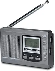 Songway Full Band AM/FM/SW DSP Radio Stereo Loudspeaker LCD Display Alarm Clock Sleep Timer Pocket Radio Digital Demodulation Best Reception with Telescopic Antenna (Grey)