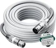 Premium XLR Microphone Cable - 50 Feet, Heavy Duty 22AWG OFC XLR Male to Female Cord, 3-Pin Shielded Mic Speaker Cable, Zinc Alloy Connectors, Metal Spring SR, White