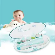 Electric Nail Trimmer for Tiny Newborn Fingernails and Toenails, 6-in-1 Manicure Set with Light, 4 Working Modes (Sky Blue)