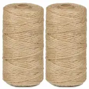2Pack 3mm Natural Jute Twine String 200M Long Twine String for Crafting Gardening Gift Wrapping Macrame DIY Home Decor