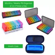 Weekly/Monthly Pill Organizer 2/3/4 Times a Day /Portable Medicines Insulin Case