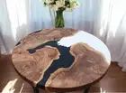 30" Black Epoxy Resin Console Bar Corner Side Coffee Table Wood Furniture Decors
