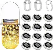 Ostritec Solar Mason Jar Lights Lids, 12 Pack 30 Led Fairy Lights(Jars Not Included), Outdoor Hanging Mason Jar Solar Lights, Fairy in a Jar Firefly Lights for Patio Garden Table Christmas Decoration
