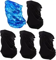 [HORIALENCE] 5pcs Ice Silk Sun Breathable Cycling Face Mask Headwrap for Outdoor Sports Windproof Neck Black Camouflage Blue
