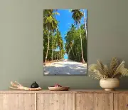 Sandy Road Lined with Palm Trees On Beach 40x60cm Canvas or Metal Print Wall Art
